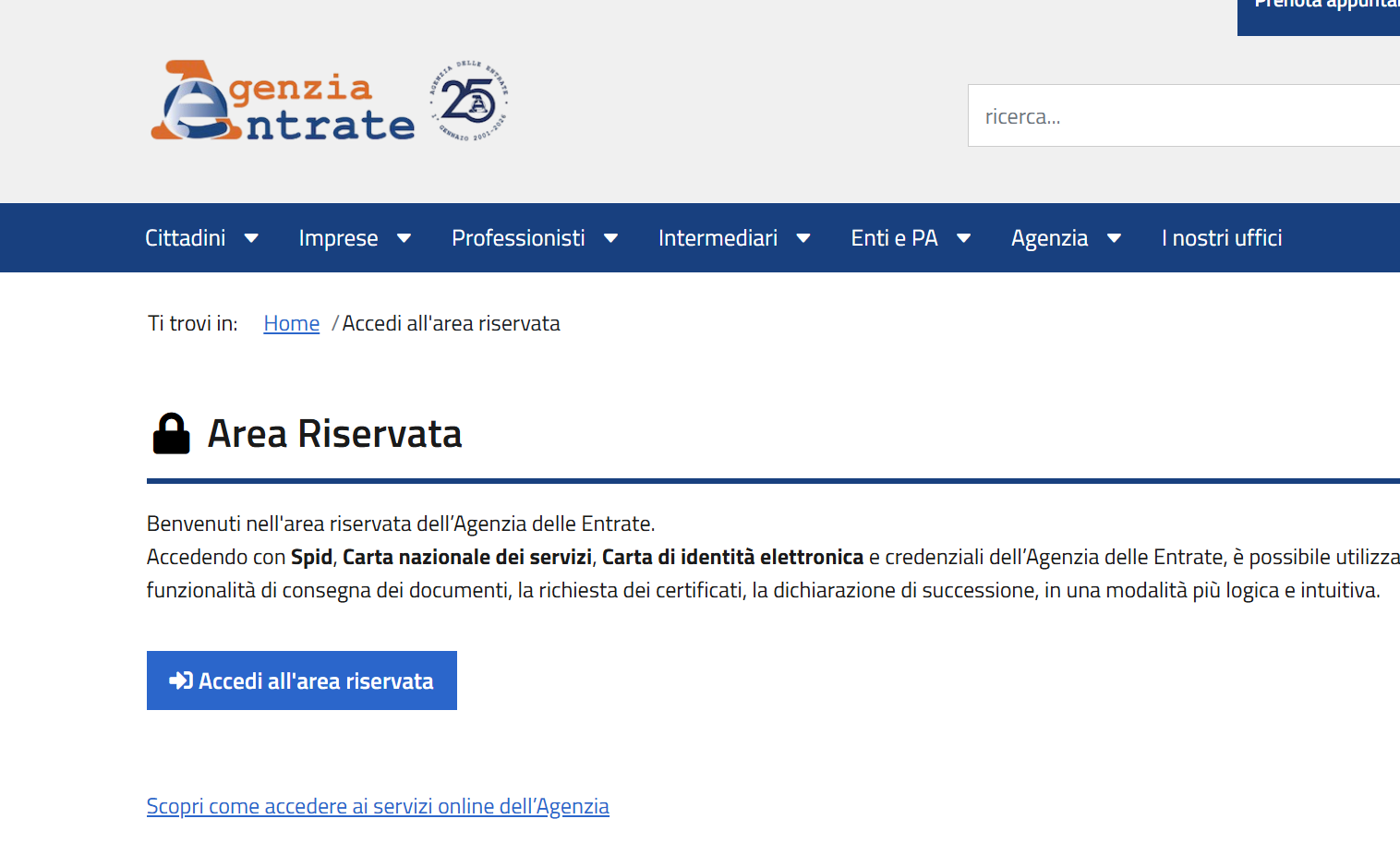 Accedi - Area riservata Agenzia delle Entrate