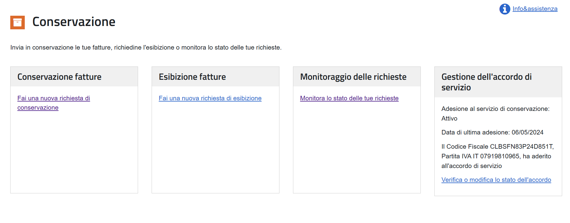 Conservazione fatturazione elettronica gratis